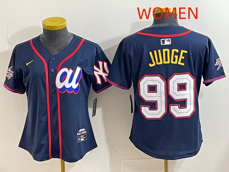 Women 2025 New York Yankees 99 Judge dark Blue All star Nike MLB Jersey style 0015
